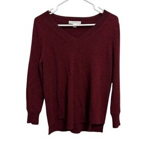 White‎ + Warren V Neck Long Sleeve Cashmere Sweater Burgundy Women's Size S